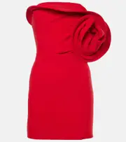 [Magda Butrym] Magda Butrym Floral-appliqué wool-blend minidress AU 14 red