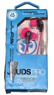 JLab JBuds Pro Signature Earbuds Pink EQ3 Sound Android Apple Cush Fin 3.5 Wired