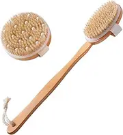 domoi Dry Brushing Body Brush Set of 2, Dry Skin Exfoliating Brush, Handle Back Scrubber for Shower, Dry Brush for Cellulite