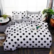 Black Polka Dot Premium Three-Piece Bedding Set - Comfortable Polyester with Adj