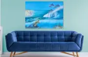 BLUE OCEAN DOLPHINS SCENERY WALL ARTS high quality Canvas home decor