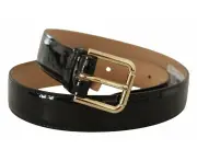 Dolce & Gabbana Elegant Black Leather Belt With Metal Buckle