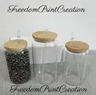 16oz Sublimation Clear Glass Tumblers. Includes Bamboo Lid & Straw.