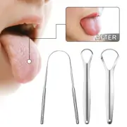 Tongue Scraper Cleaner Stainless Steel Dental Fresh Breath Cleaning Oral w/ Case