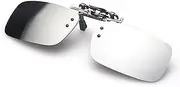 [Generic] Fashion Retro Polarized Clip On flap up Sunglasses UV 400 Protection Mens Womens Reflective Silver(Mirror)