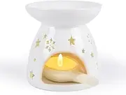 Wax Melt Burner Set - Ceramic Tealight Candle Holder Oil Burner Aromatherapy Aroma Candle Scented Diffuser for Home Bedroom Decor (Snowflake)