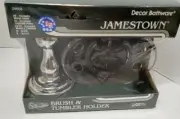 Jamestown Decor Bathware Brush And Tumbler Holder Md In USA D9005 Brass & Chrome