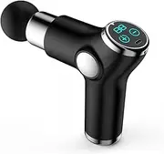 FitSmart LCD Display Mini Vibration Therapy Massage Device Portable Massage Gun with 6 Levels, 4 Heads, Quiet Operation, USB Charging Black