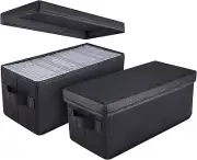 UENTIP CD Storage Boxes - Pack of 2 CD Case Holder - 13.2" X5.9" X 5.3", Contain