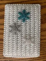 Handmade Needlepoint Plastic Canvas Gift Card Holder - Snowflake Sparkle