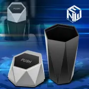 Car Mini Can Auto Garbage Trash Portable Vehicle Bin with Lid Holder Dust Silver