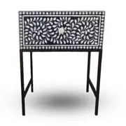 Zohi Interiors Hilton Bone Inlay Bedside Table in Black