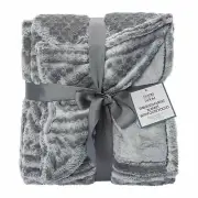 Room To Room Embossed Fairisle blanket W/ Footie Pocket Light Grey 1922340370935