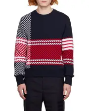 4-Bar checked cotton sweatshirt 1,2,3,4 Black