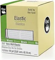 Dritz 9480W Non-Roll Woven Elastic, White, 1-1/2-Inch by 10-Yard