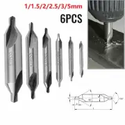 HSS 6pcs Center Drill Bits 5/3/2.5/2/1.5/1mm 60 Degree Countersink Hole