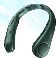 JISULIFE Portable Neck Fan, Rechargeable Hands Free Bladeless Fan, 4000 mAh Battery Operated Wearable Personal Fan, Leafless, Headphone Design, USB Powered Desk Fan, 78 air outlets, 3 Speeds-Green