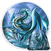 Riptide Ocean Cliffs Dragon Round Beach Towel
