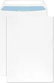 50 White DIN B5 Envelopes 176 x 250 mm Straight Flap Self-Adhesive Without Window 90 g Envelopes in Large Letter Format B5 White Envelopes B5 Large Business Envelopes for Letter Bills