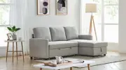Foret 3 Seater Sofa Bed Modular Corner Pullout Lounge Storage Chaise Fabric Grey