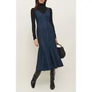Reformation Serafina Denim Midi Dress in Ithica at Nordstrom, Size 12