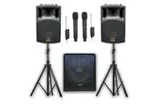 E-Lektron Pentamix Q305 2200W Bluetooth Vocal Sound System with Linkable Microphones Stands for Event DJ Party Band