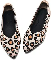 [Buyrew] Women's Flats Pointed Toe Ballet Shoes Knit Dress Shoes Low Wedge Slip On Arch Support Walking Office Business Flats