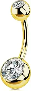 [OUFER] Internally Belly Button Piercing 10/12/14/16 mm Belly Button Bars 14G 316L Stainless Steel Navel Piercing Gold Extra Long Navel Belly Piercing Jewellery Belly Button Ring