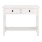 Allura 13 in. Distressed White Rectangle Wood Console Table with Drawer