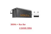 VoltX 12V 300Ah Lithium Battery + Bus Bar M8 Power Distribution Terminal Block (4 GANG 300A Black)