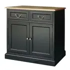 Hamptons 2 Drawers Small Sideboard Buffet in Black with Natural Top