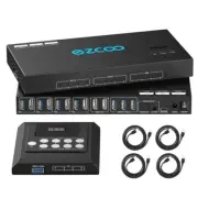 4K@60Hz HDMI 2.0 KVM Switch 4x1 for 4PC Share 2 Displays and 4 USB 3.0 Ports...
