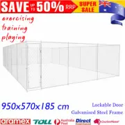 Large Steel Dog Kennel with Lockable Latch Outdoor Puppy Play Run Training Cage