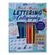 Lettering and Calligraphy Kit Art Maker with Instructional Book Brush Marker New