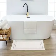 Mat Bath Bathroom Corona Casual Geometric White 1' 5"x2' Machine Washable