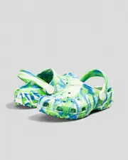 [Crocs] Crocs Girls' Kids' Marble Classic Clogs Shoes in Prep Blue 0 Prep Blue