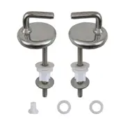 2Pcs Quick Release Easy Install Toilet Seat Hinge Wear Resistant Repair Stainless Steel with Mounting Accessory Silver