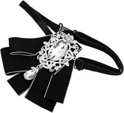 [ROMISBABA] Receive Flowers Mens Black Necklaces Bow Ties for Men Necklace Jewelry Unique Rhinestone Bow Tie Bling Bow Tie Costume Bow Tie Rhinestone Bow Tie for Decor Tux Fabric