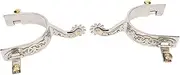 Rosvola Western Cowboy Spurs, German Silver Stainless Steel Horse Spurs 2 Pieces with Equipment for Equestrian Enthusiasts