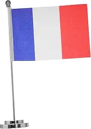 Flag: French Polyester Meeting Table Flag With Pole And Stand - Compact France Desktop Ornament For Office Home Workspace