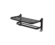 Towel Rack Folding Holder with Hook Accessories Wall Hanger Aluminium Bar Shelf