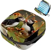Period Bag,Sanitary Napkin Storage Bag,Two Sea Birds Meadow,Tampon Holder for Purse