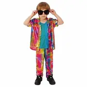 Retro Vintage 1980s Shiny Metallic Pants Outfits Shirt Disco Boys Carnival Costume Halloween Carnival Mardi Gras Performance Party Pride Parade Kid's Shirt Pan