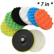 7" Polishing Pads Sponge Mop Buffing Kit Car Wheel Polisher Drill Attachment