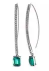 Lauren Ralph Lauren Crystal Pave Green Stone Threader Drop Earrings Gold Tone