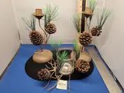 Candle Holder Set of 3 Pine Tree and Pine Cone Theme 10in U01P 16899