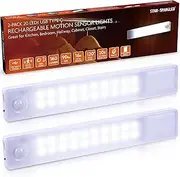 STAR-SPANGLED Rechargeable Motion Sensor Lights Indoor, Cordless USB Stick on Magnetic LED Light Battery Operated for Cabinet, Counter, Stairs, Closet, Kitchen, Hallway (20cm, Cool White, 2 Pack)