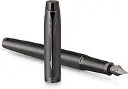 Parker IM Monochrome Fountain Pen, Surface and Trims in Metallic Dark Grey, Fountain Pen with Fine Nib and Blue Ink, Gift Box