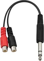 BesYee 6.35mm 1/4 inch TRS Stereo Jack Male to 2 RCA Female Plug Y Splitter Adapter Cable 20cm/8inch (635M-2RCAFM)