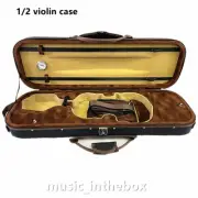 New Enhanced 1/2 Foamed/Oblong Shape Violin Case + Free 1/2 violin String